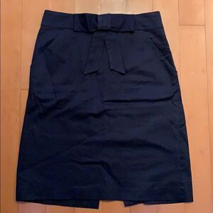 Milly Navy blue pencil skirt with bow and pockets
